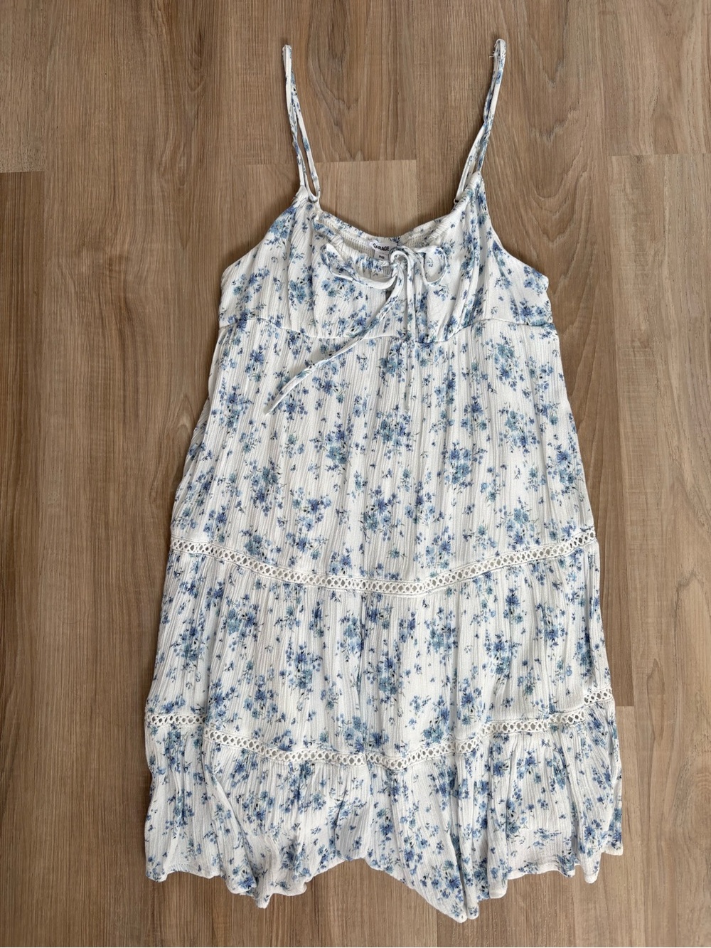 Garage Mini Babydoll Dress with Blue Floral Print